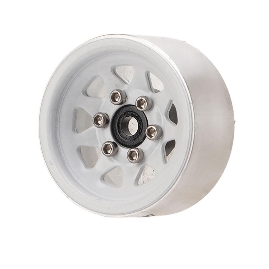4 Pcs 1in RC Wheel Hub Lightweight Universal RC Car Replacement Metal Wheel Rims for Upgrade White