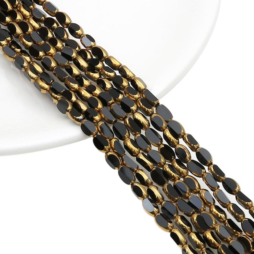 Овальные ограненные стеклянные кристаллы с золотистой окантовкой, в форме рисовых зерен, для изготовления украшений