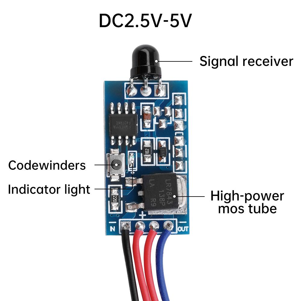 DC2.5V-5V 2 Key Switch Infrared Remote Control Receiving Module Learning Type Code Remote Control Transmitting Receiver DC5V-24V
