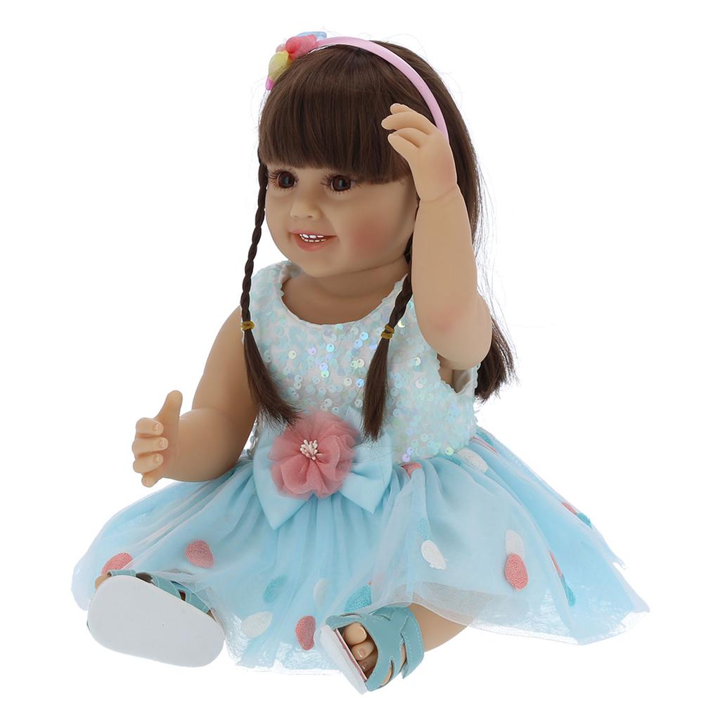 55 см кукла-реборн девочка модная синяя юбка реалистичная кукла малыша детская игрушка подарок