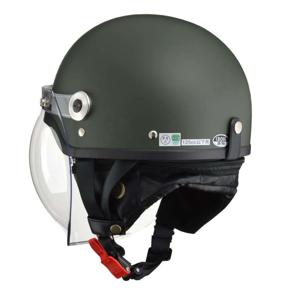 Мотоциклетный шлем LEAD Jet CROSS с защитой Bubble Shield матово-зеленого цвета, свободная окружность, чем CR-760 - (Голова 57см~менее 60см)
