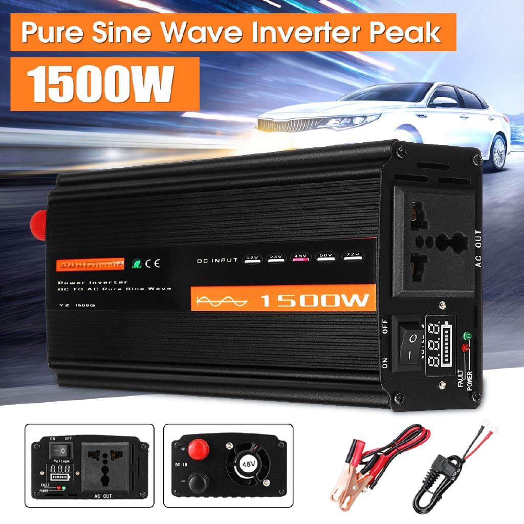 DC12V/24V/48V To AC220V Pure Sine Wave Inverter 50HZ Power Converter Booster For Car Inverter Household DIY 1500W