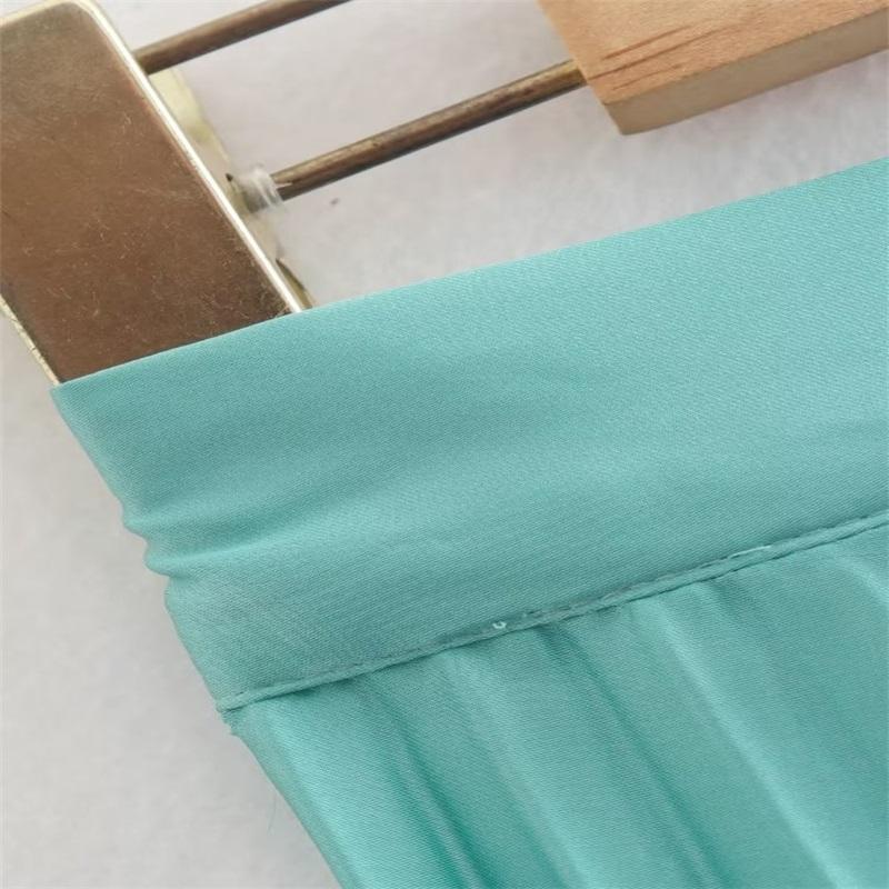 Женская мода Однотонная плиссированная атласная юбка миди Винтажная с высокой талией на молнии Свободная женская юбка Уличная одежда