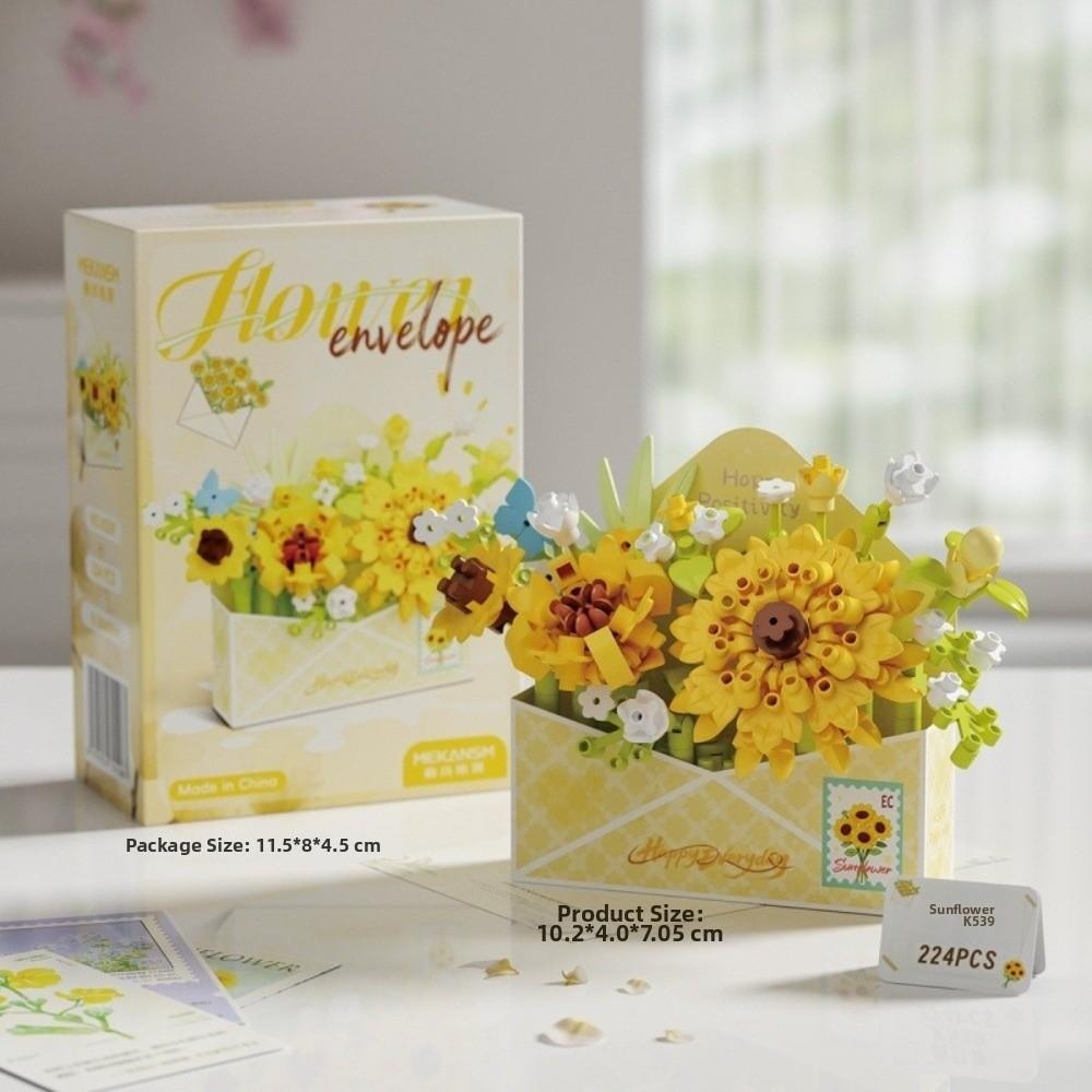 DIY Flower Bouquet Building Blocks Tulip Rose Sunflower DIY Floral Set Mini Brick Flower Box Toy