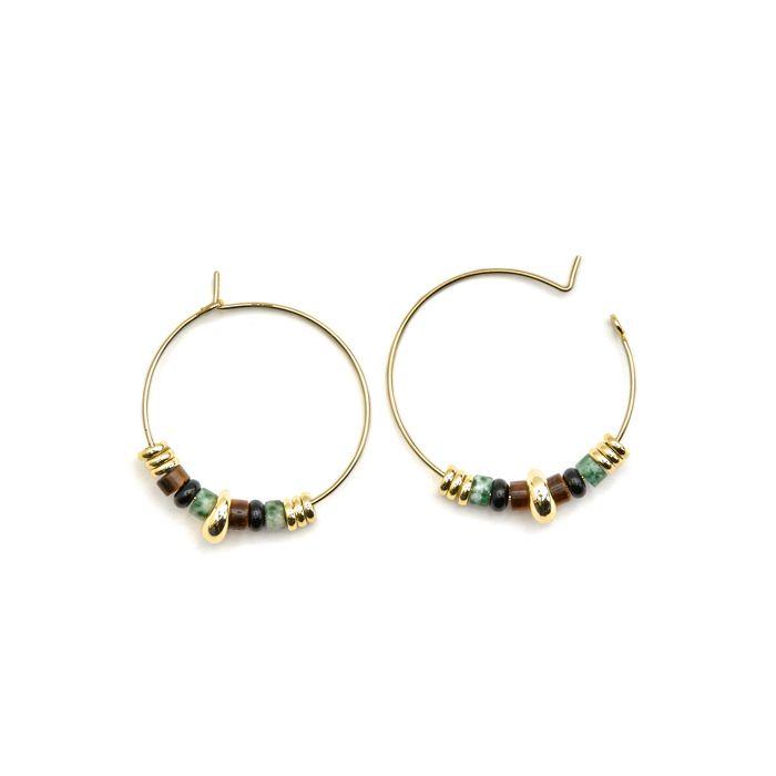 Boucles D'oreilles En Argent 925 Et Oeil De Tigre 18k - Darkba