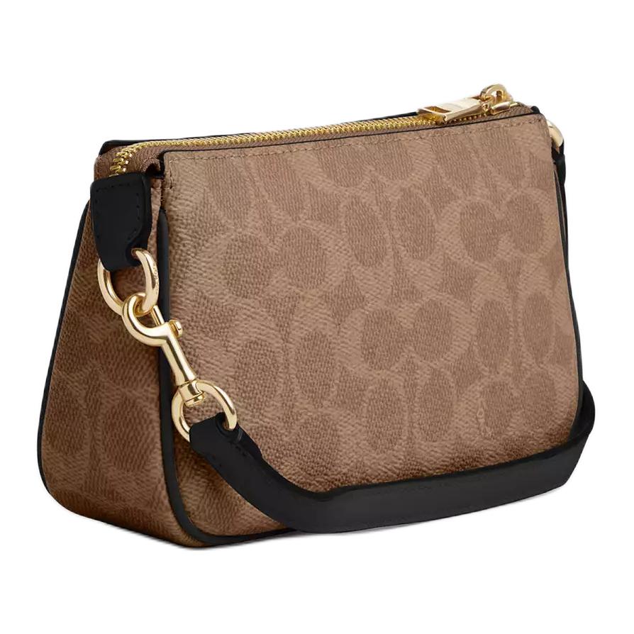 Coach Сумка-тоут Nolita 19 с логотипом, на молнии, из покрытого холста, женская, коричнево-черная CW426-IMQRX