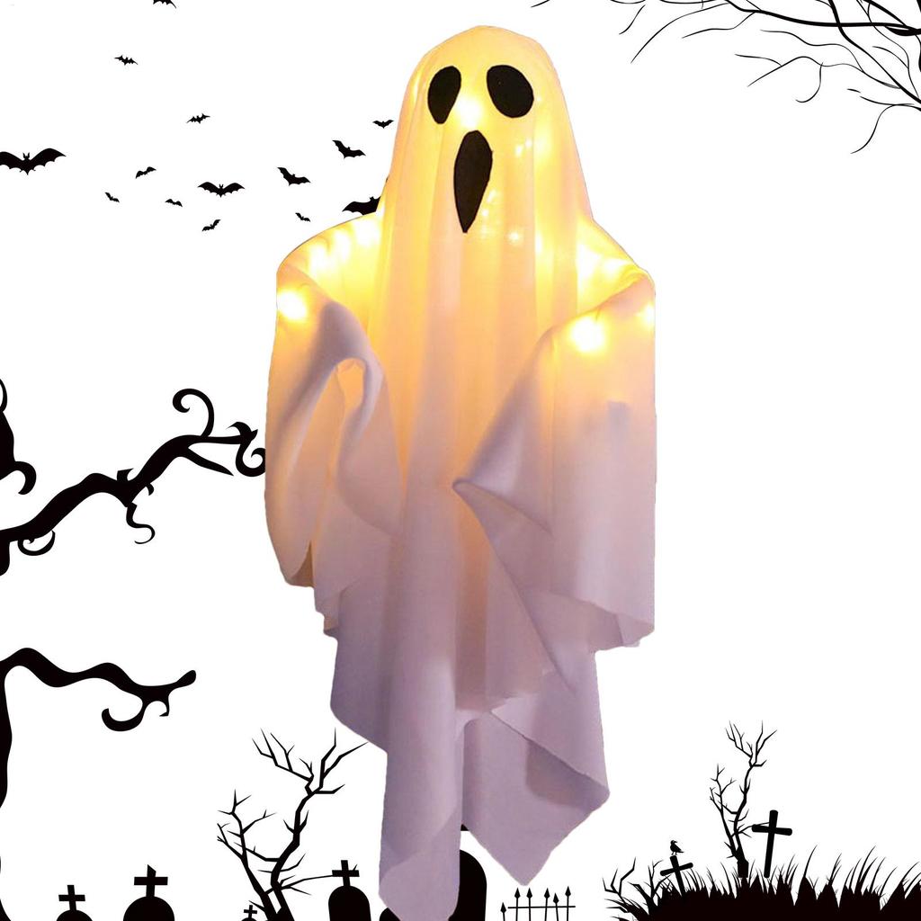 Halloween LED Ghost Hangs Decoration Light Up White Flying Ghosts Tree Ornaments Halloween Pendant For House Party Supplies