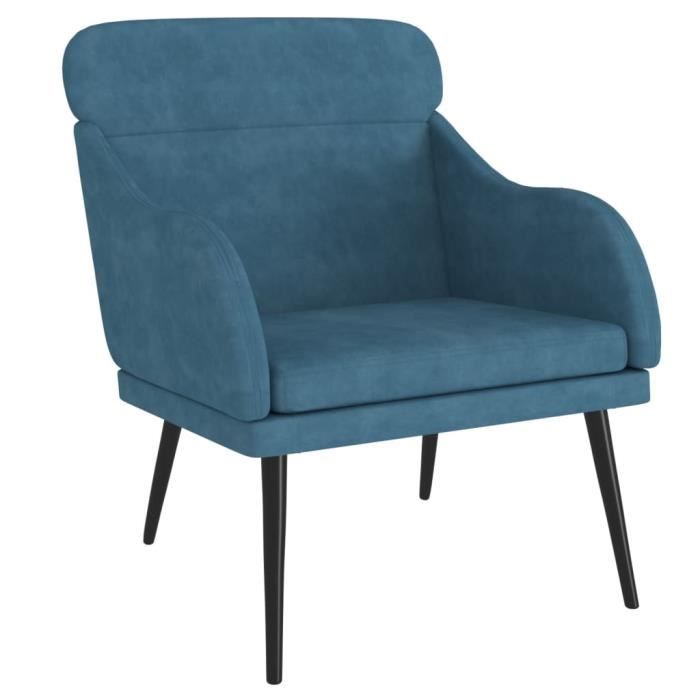 351444 vidaXL Armchair Blue 63x76x80 Cm Velvet