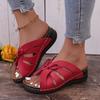 Large size bow flat bottom slope heel shake line hollow cool slippers 2025 new summer foreign trade fish mouth slippers