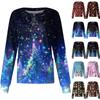 Women's Casual Long-sleeved Single-breasted Christmas Printed Protective Clothing Cardigan Top