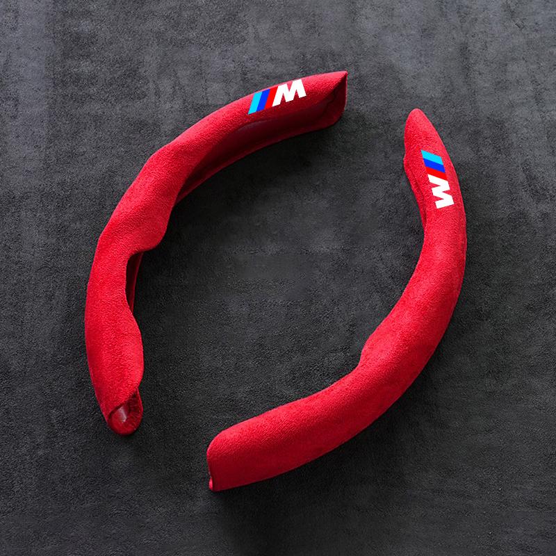 BBIO8 For BMW M E46 E90 E60 F30 G20 G06 X2 X3 X4 X5 X6 X7 i3 i5 i7 M2 G30 2PCS Non-slip Suede Car Steering Wheel Cover Protective Case