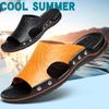 Summer Men's Leather Massage Particle Bottom Large Size Slippers 38-48 Beach Sandals