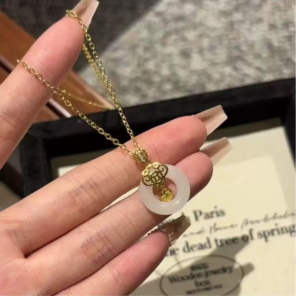 New Chinese style lucky luck safety buckle necklace, female lucky character pendant, gift for girlfriend, girlfriend, mother, Chinese style niche