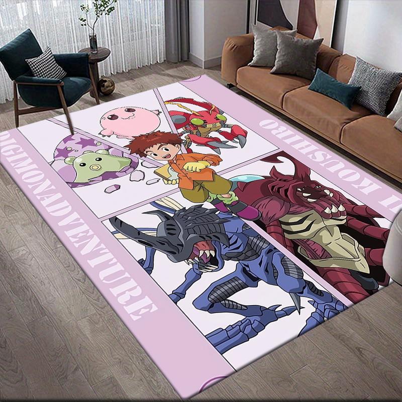 Digimon Partner Group Area Rug, Digimon Fan Soft Carpet, Great Gift.chl