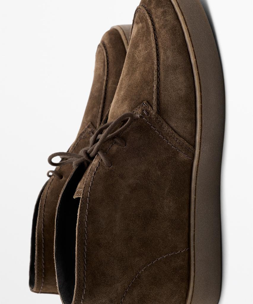 Massimo Dutti Split Suede Stitch Detail Bootie Shoes