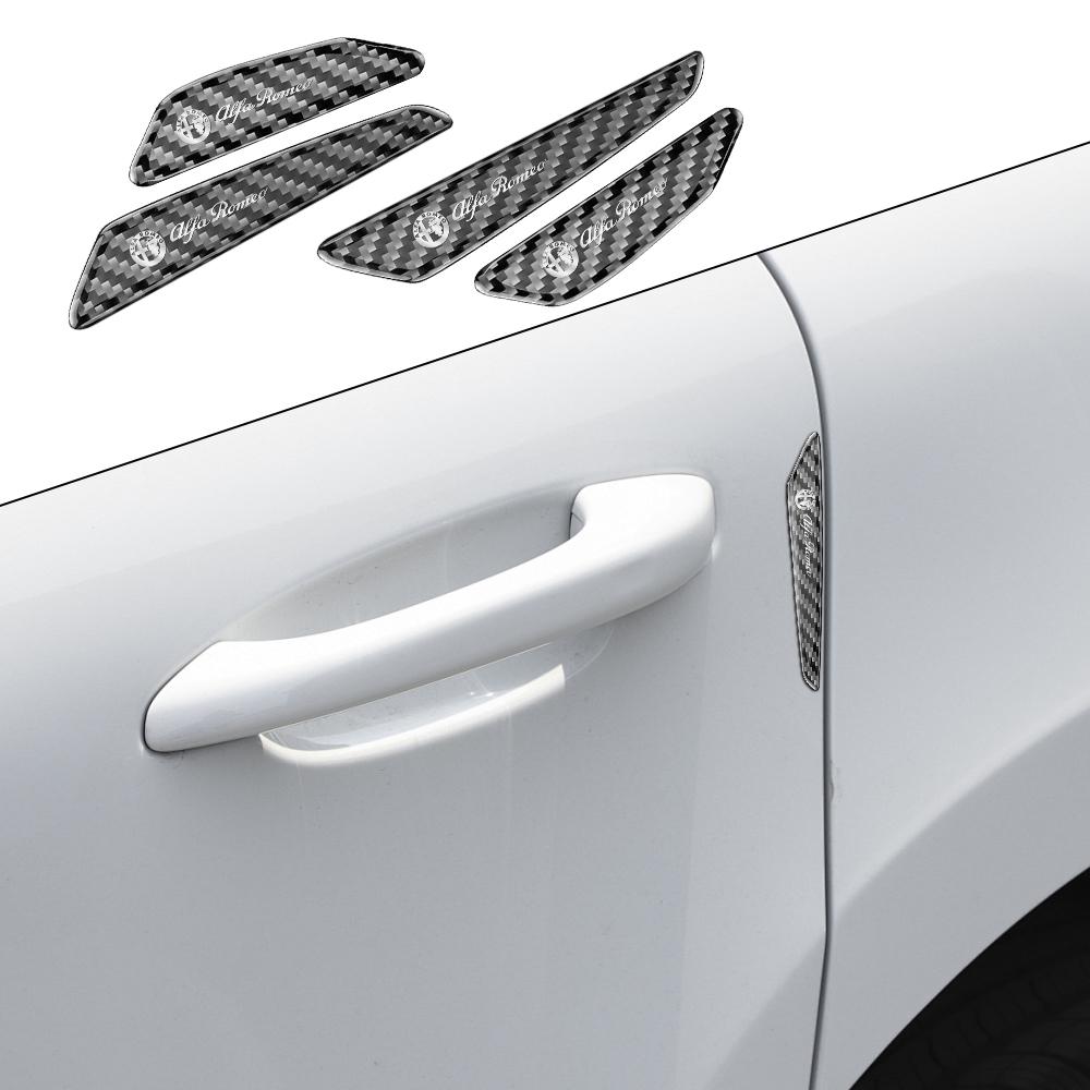 shndz6 4pc Car Door Edge Protective Stickers Carbon Fiber Anti-Collision Strip For Alfa Romeo Giulia Giulietta 159 156 MITO Stelvio 147