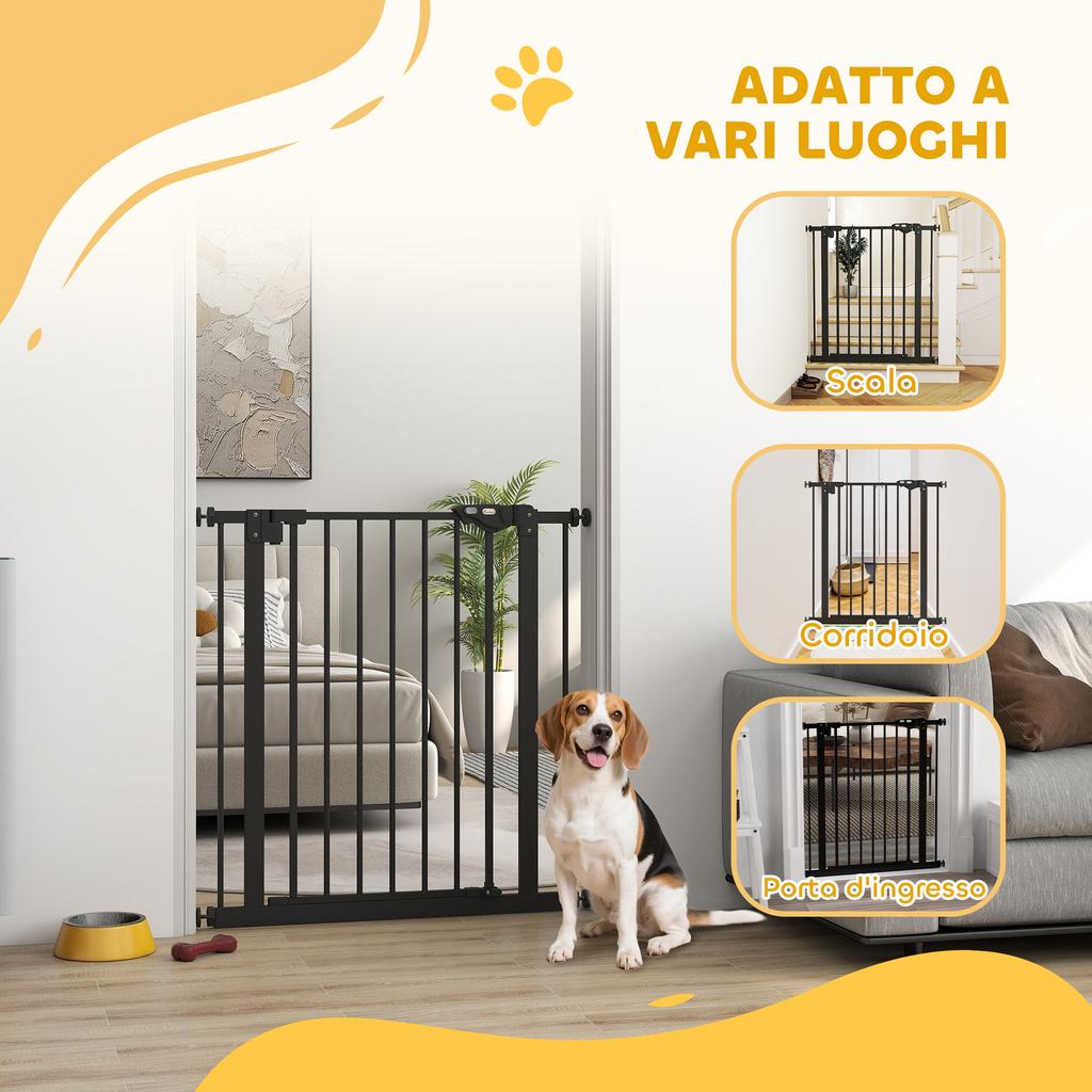 Self-Closing Dog and Pet Gate for Stairs and Entrances, 68x77 cm, Black