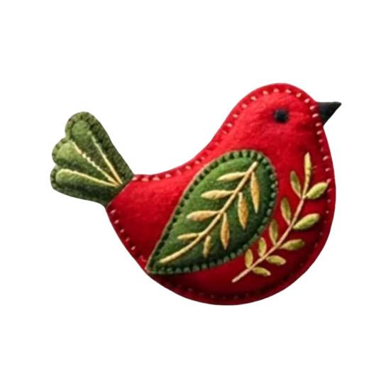 Handmade Felt Bird Ornament, Vintage Embroidery Bird Hanging Decoration, Handcrafted Colorful Bird Christmas Tree Ornament