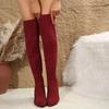 Elegant Grey Faux Suede Over-the-Knee Boots Woman Warm Plush Thigh High Botas Ladies Point Toe High Heel Lace-up Long Shoes
