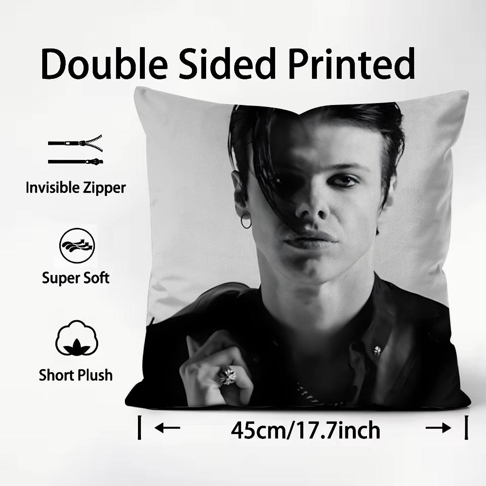 YYungblud Singer Cushion Cover Plush Fabric Soft DoubleSided Printed Sofa Warm Winter Home Child Gift Pillow Case