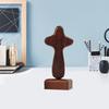 Wooden Cross Decoration with Magnetic Base Handmade Faith Prayer Cross Home Office Bookshelf Desktop Decoration Ornament
