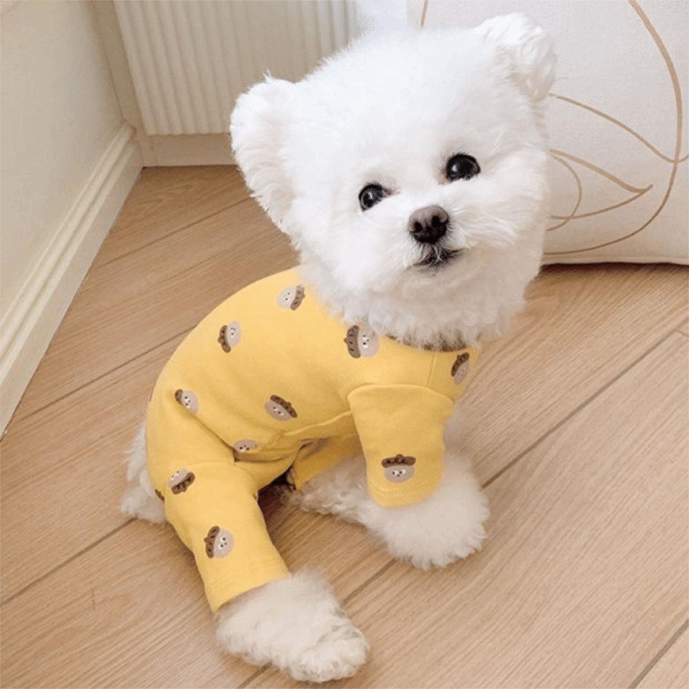 Warm Dog Base Coat Cartoon Printed Dog Jumpsuit All Inclusive Dog Home Clothing Casual Wear