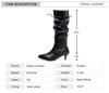 Fashion Sexy Women Pleated Half Boots Pointed Toe 5CM Stilettos Heels Slip on White Women's Mid-Calf Boots Womens Shoes 41 44 Dropshipp