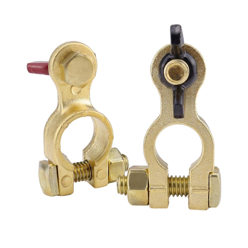 2x Solid Brass Battery Terminal Connector Top Post End Clamps Set for Car Marine