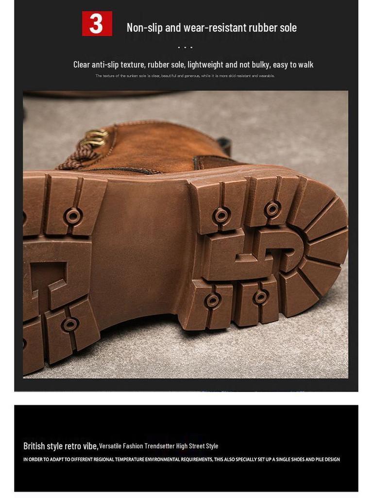 2025 Мужские универсальные водонепроницаемые нескользящие ботинки Мартин в британском стиле - Износостойкие повседневные ботинки для защиты труда