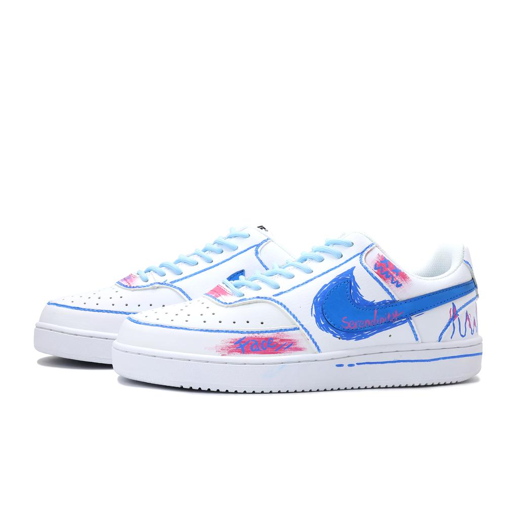 Nike Court Vision 1 Electronic Toys, Sweetheart, Street PU Low top Skateboard Shoes Unisex White Blue DH2987-101(team1925)