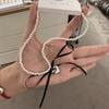 Heart Bow Choker Pearl Clavicle Chain Trend Pendant Necklace  Women