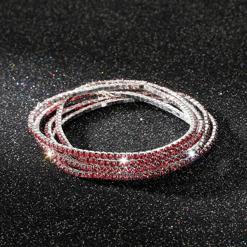 5Pcs/Lot Elastic Crystal Bracelets 2mm Charming Gold Color Crystal Rhinestones Metal Bangle Bracelet Jewelry DIY Gift