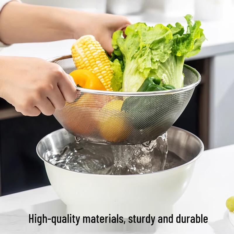 Kitchen Draining Basket & Rice Washing Sieve Set