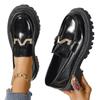Модная обувь для женщин Весна Новые лоферы женские Толстая подошва Slip on Flats Кожаная платформа Повседневная пряжка Туфли женские Zapatos De Mujer