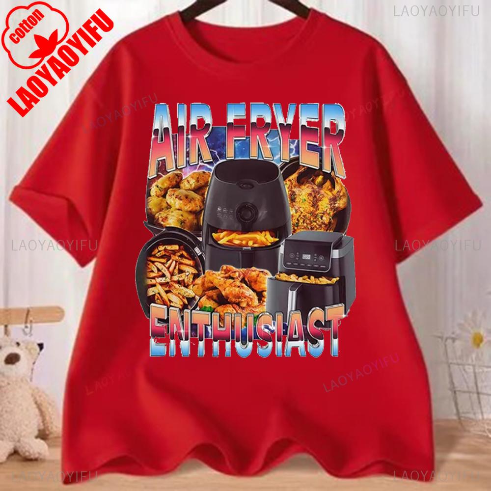 Air Fryer Enthusiast Funny Cooking Meme T-ShirtUnisex Fashion Vintage Streetwear Short Sleeve T-shirts Cotton Casual T Shirt