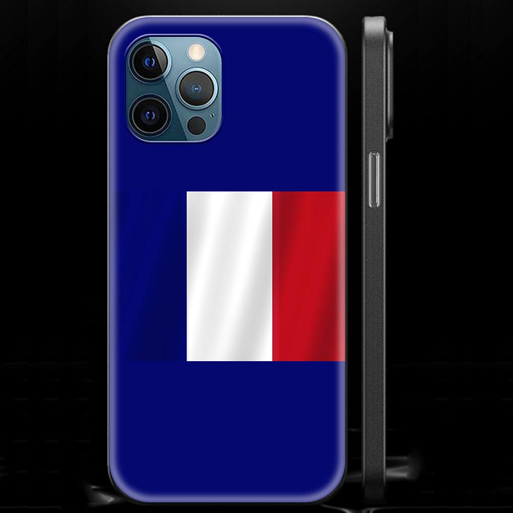 Роскошный чехол для телефона с эмблемой флага Франции для iPhone 13 15 14 12 11 Pro MAX XR X SE XS 7 8 Plus, мягкий силиконовый, черный матовый