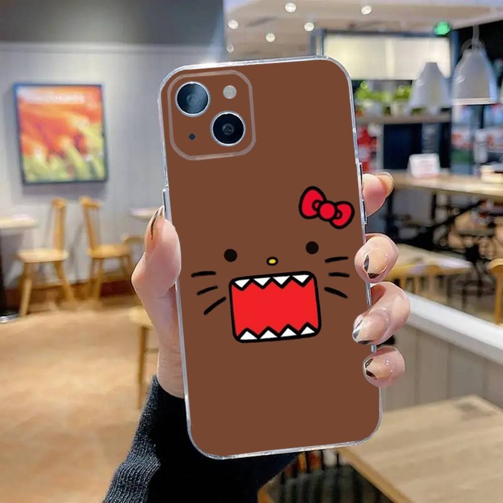 Милый чехол для телефона Domo-kun для iPhone 16,15,14,13,12,11 Pro,Max,Plus,X,XS,XR,SE,Mini Прозрачный Силиконовый Мягкий