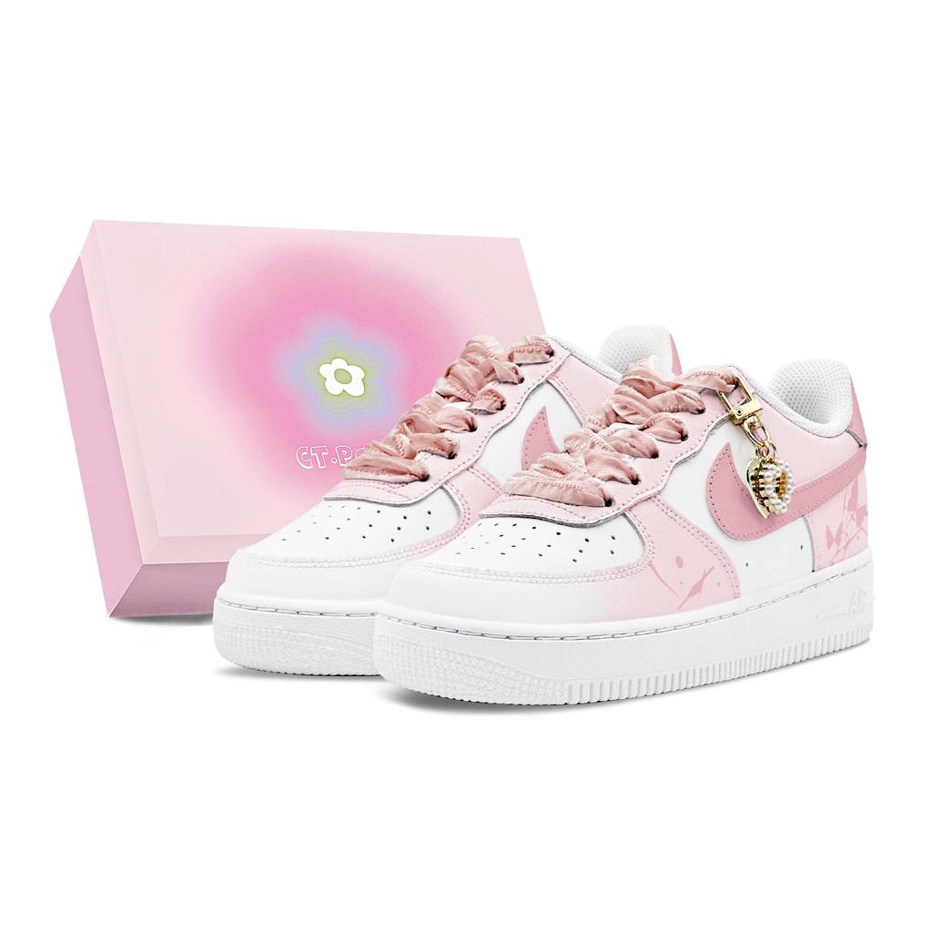 Nike Air Force 1 Air Force 1 Abrasion Resistant Slip Resistant Low top Skateboard Shoes Women's White Pink DH2920-111(Team1655-S-BOX)