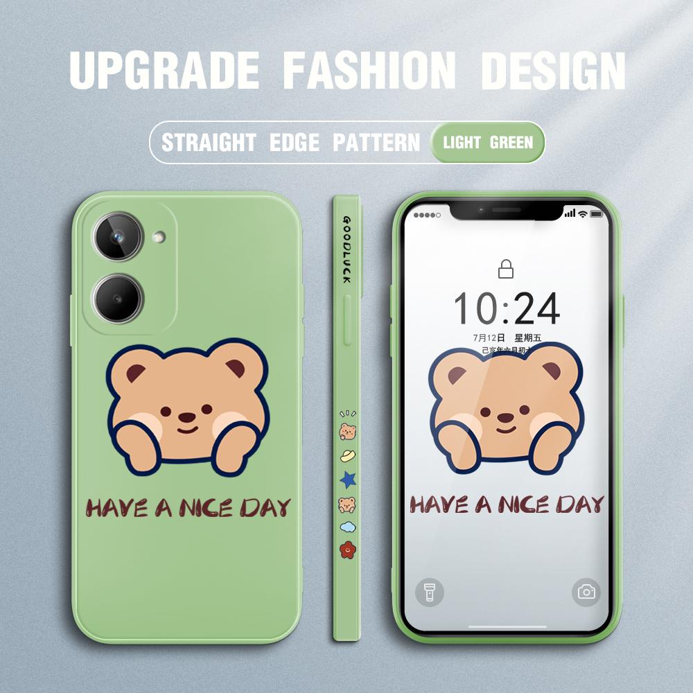 Прекрасный милый чехол для телефона с мультяшным медведем для IPhone 14 13 12 11 Samsung Galaxy S23 S22 A52 A52S, мягкий, полная защита, квадратный жидкий силиконовый чехол