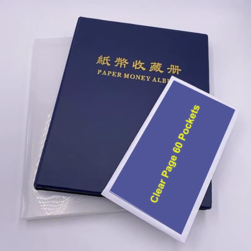 10 листов Альбом для коллекции бумажных денег Держатель для банкнот Книга с черными прозрачными страницами Без ПВХ Кожа PU Переплет для купюр