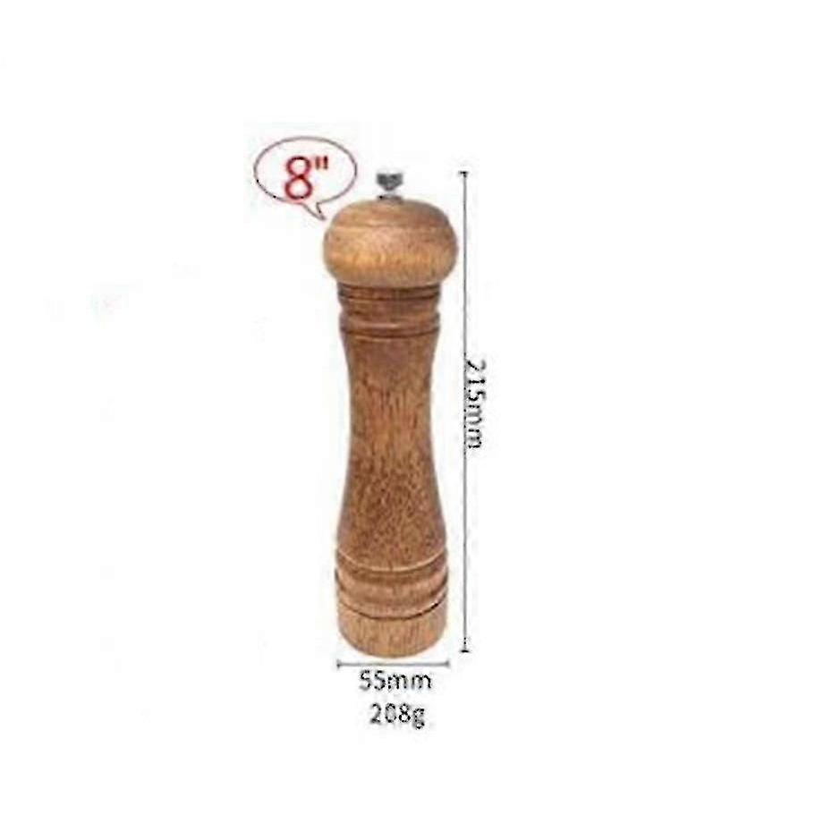 Oak Spice Grinder Pepper Grinder Salt Shaker, Adjustable Ceramic Rotor 8 Inch
