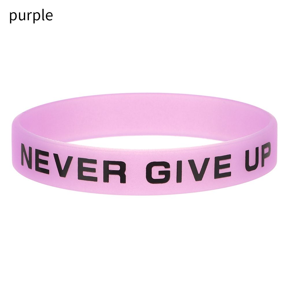 Silicone Wristband Friendship Men Women Never Give Up Luminous Rubber Bracelet Sport Cuff Bangle