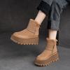 Johnature Зимние ботинки на толстой подошве с плюшевой теплой боковой молнией, универсальная однотонная женская обувь в стиле ретро