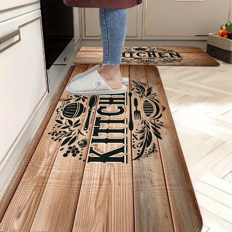 1 шт. Коврик для пола с рисунком под дерево, Современный кухонный ковер из полиэстера, Нескользящий, Цветной ковер для помещений, Для дома, ванной комнаты, спальни, гостиной, декора