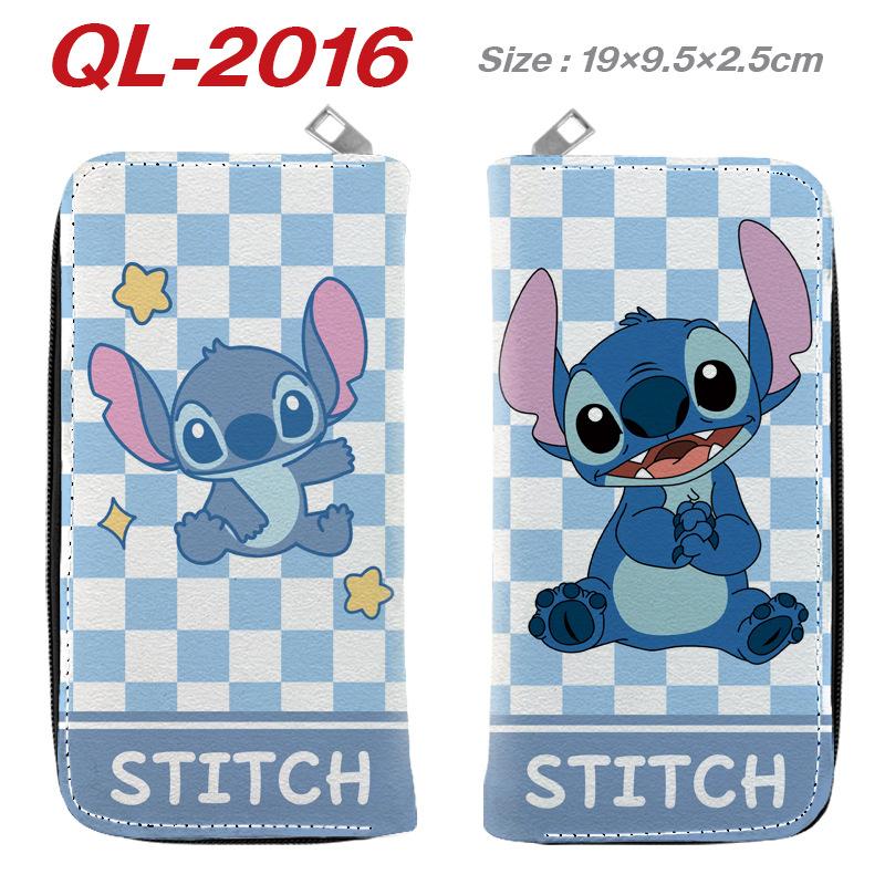 Stitch Zip Long Wallet Cartoon Anime Handbag Card Holder Coin Purse Blue