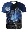Новая летняя футболка с 3D цифровым принтом и короткими рукавами, голова волка, серия животных, мужская и женская персонализированная футболка больших размеров