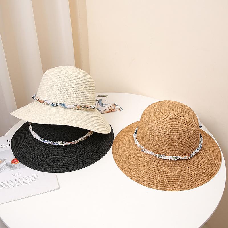 Floral Sun Hat with Bowknot - Wide Brim, UV Protection Straw Cap for Women | Perfect for Summer Beach Vacations & Outdoor Leisure