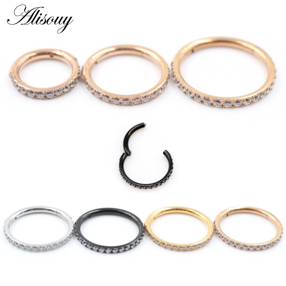 Alisouy 1 шт., хирургическая сталь, циркон, обруч для ушей, серьги на козелок, спираль, хрящ, серьга, кольцо-кликер, кольцо в носу, ювелирные изделия для пирсинга