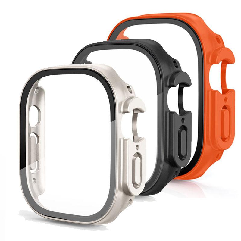 1/3 Упаковка Стекло+чехол Для Apple Watch Ultra 49мм ремешок смарт-часы PC Бампер+Защитное стекло Закаленное Покрытие iwatch серия Аксессуары