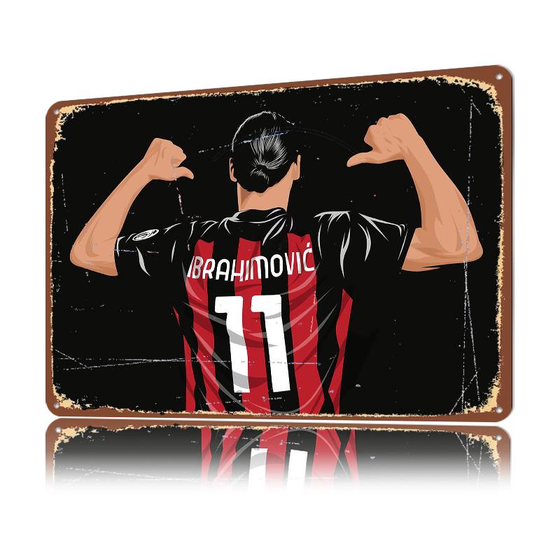 Zlatan Ibrahimovic Poster Retro D Printed Metal Signs Customized Wall Hanging Gift for Living Room Decorations Tin Sign House
